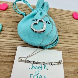 Tiffany & Co Elsa Peretti Open Heart Necklace in Silver, 27mm, Medium, 16"